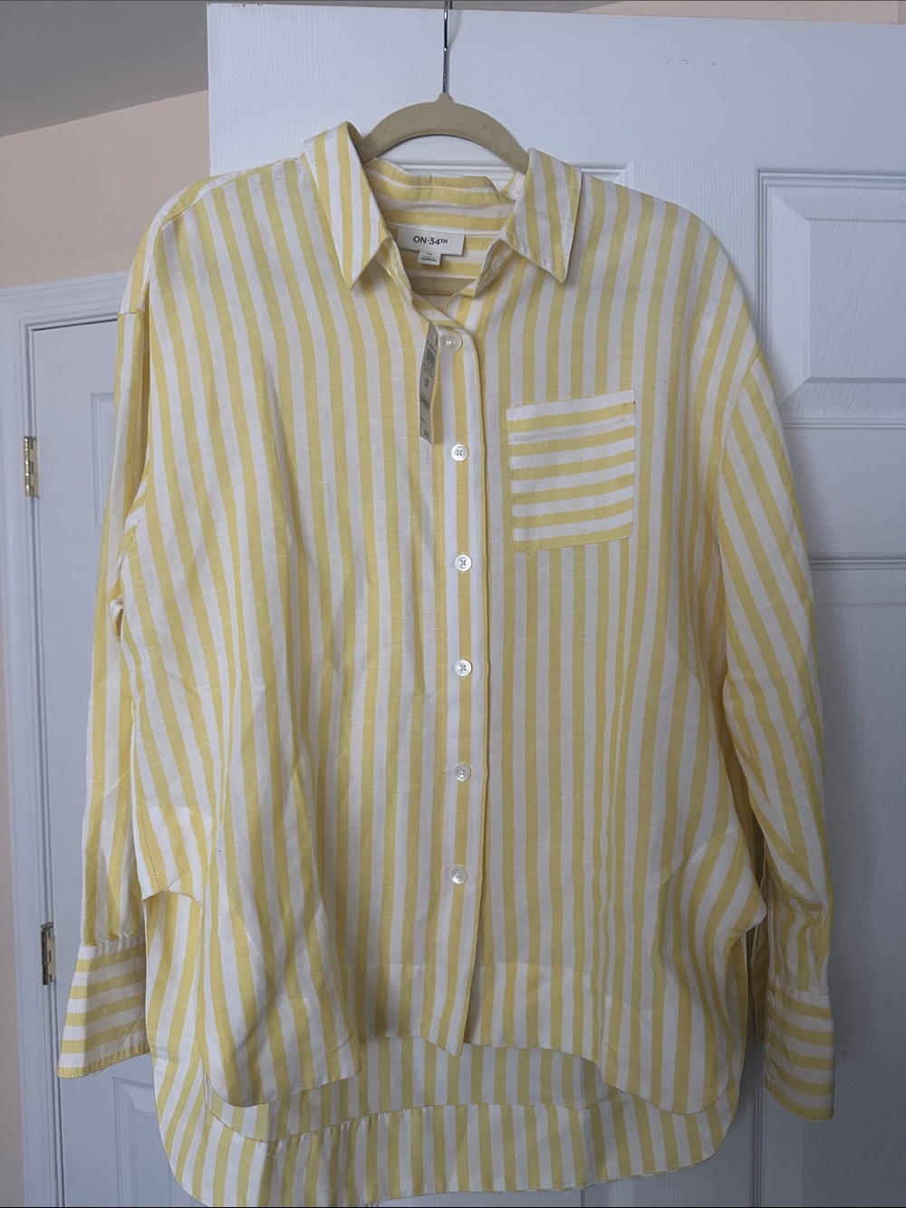Yellow & White Striped Button-Up Shirt